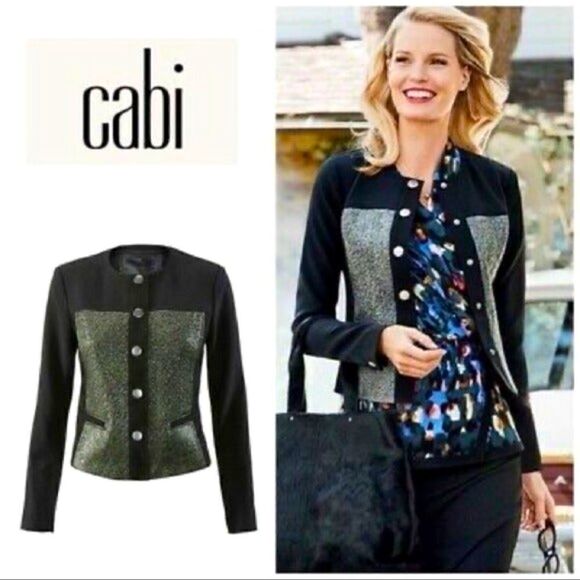 CAbi- 3036 Mixed Media Jacket Blazer, Size Medium - Picture 1 of 16